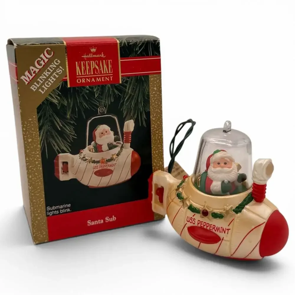 1992 Hallmark Keepsake Santa Sub USS Peppermint Magic Ornament